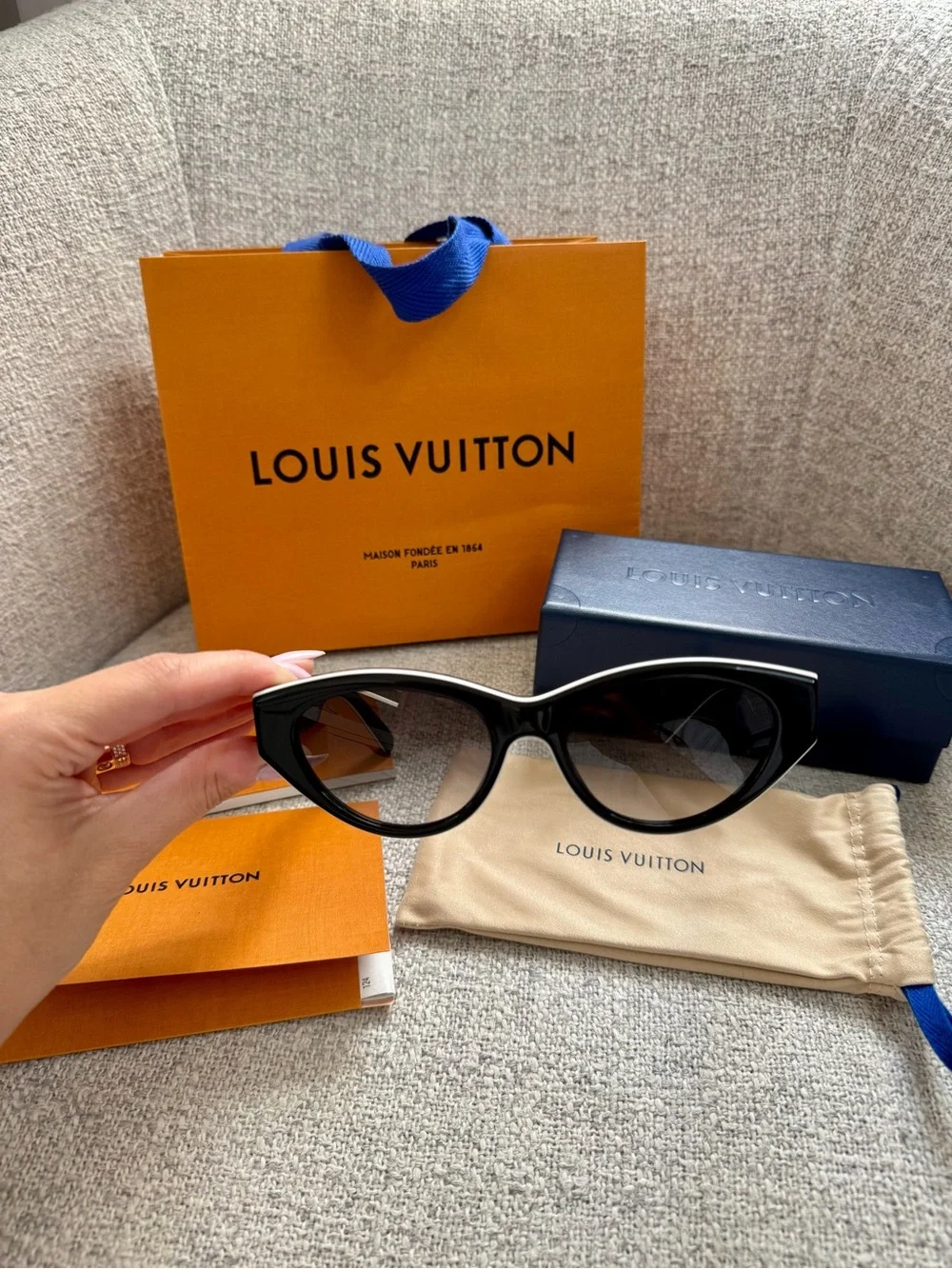 Louis Vuitton Black White Line Cat-Eye Sunglasses